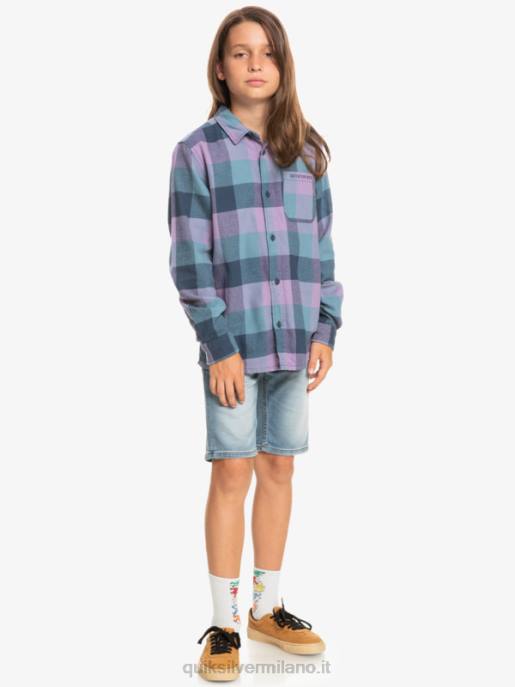 esso Quiksilver ragazzi 8-16 camicia di flanella a maniche lunghe motherfly insegne blu motherfly HTZR2304