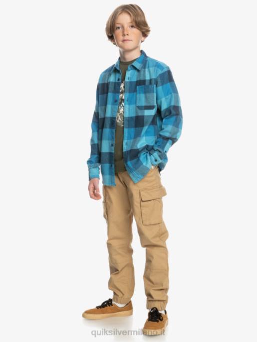 esso Quiksilver ragazzi 8-16 camicia di flanella a maniche lunghe motherfly madre mosca blu delph HTZR2308