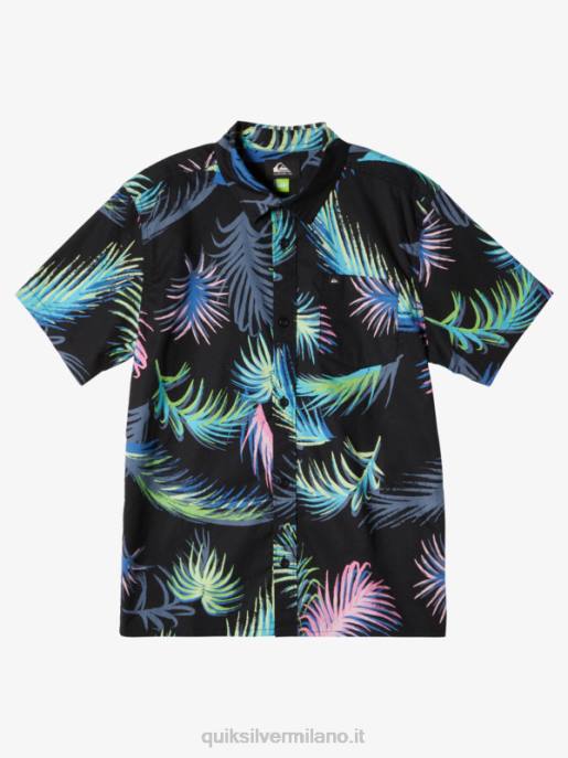 esso Quiksilver ragazzi camicia a maniche corte glitch tropicale glitch tropicale nero HTZR1913