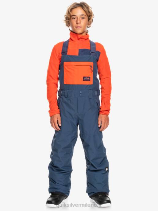 esso Quiksilver ragazzi 8-16 pantaloni con bretelle da neve isolanti mash up insegne blu HTZR2319