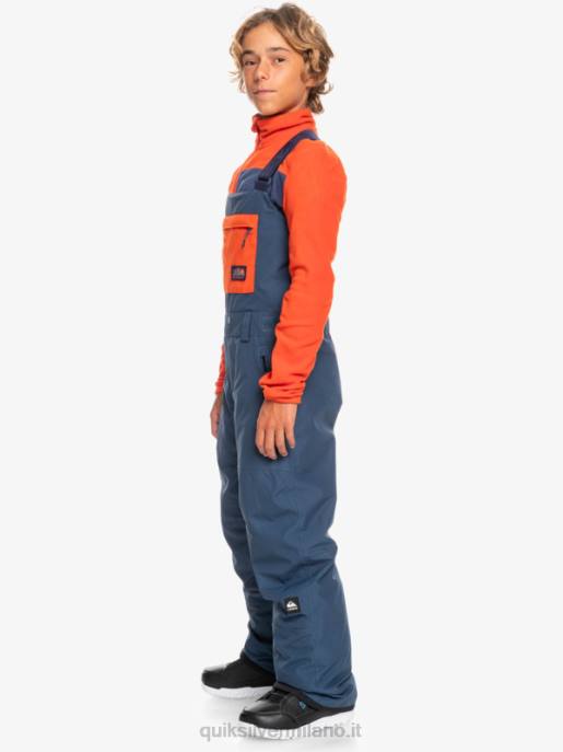 esso Quiksilver ragazzi 8-16 pantaloni con bretelle da neve isolanti mash up insegne blu HTZR2319