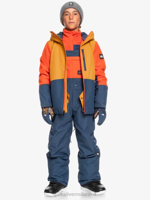 esso Quiksilver ragazzi 8-16 pantaloni con bretelle da neve isolanti mash up insegne blu HTZR2319