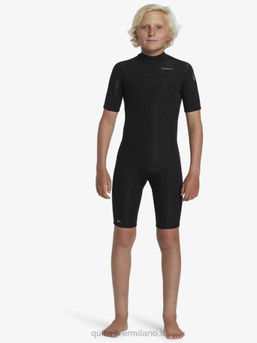 esso Quiksilver ragazzi 8-16 2/2mm sessioni giornaliere a manica corta con zip sul retro nero HTZR2040