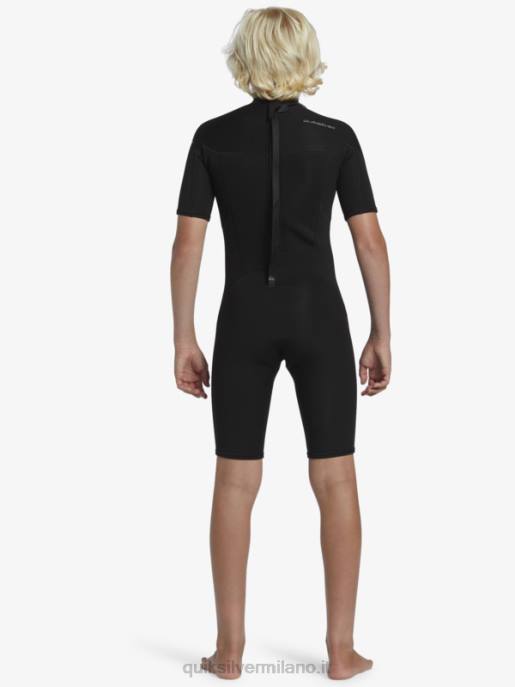 esso Quiksilver ragazzi 8-16 2/2mm sessioni giornaliere a manica corta con zip sul retro nero HTZR2040