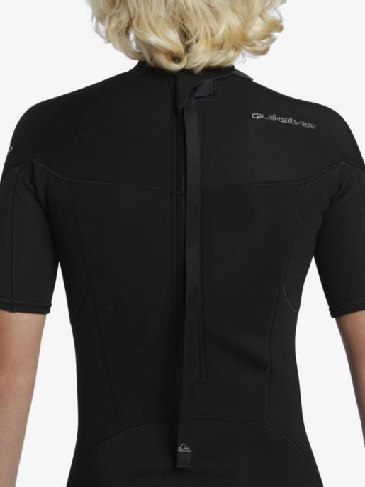 esso Quiksilver ragazzi 8-16 2/2mm sessioni giornaliere a manica corta con zip sul retro nero HTZR2040