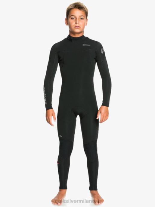 esso Quiksilver ragazzi 8-16 4/3 sessioni giornaliere muta con zip posteriore nero HTZR2225