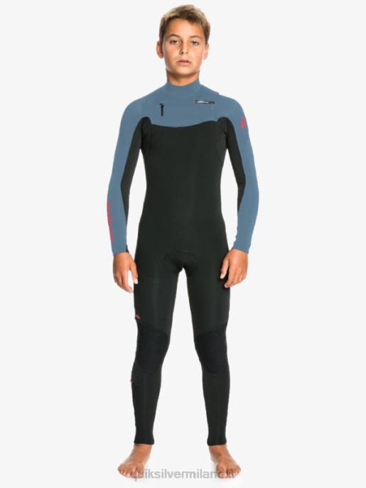 esso Quiksilver ragazzi 8-16 4/3 sessioni giornaliere muta con zip posteriore nero/blu provinciale HTZR2226
