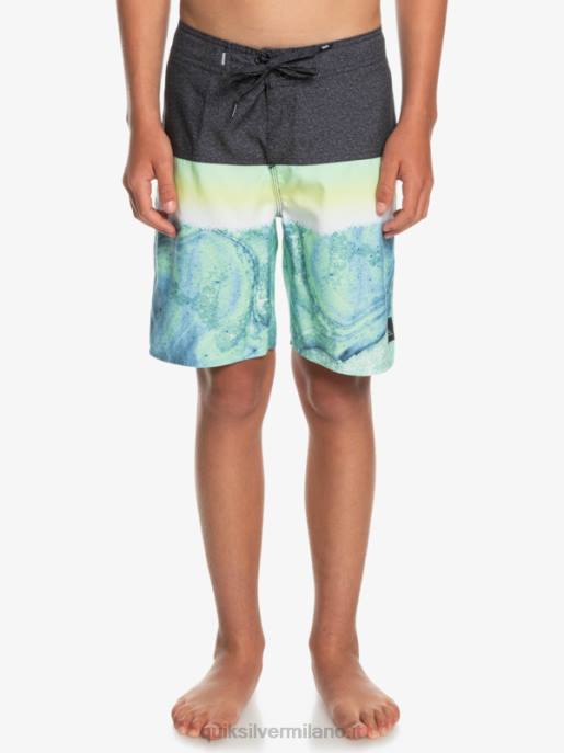 esso Quiksilver ragazzi 8-16 pannelli di tutti i giorni yth 17 boardshort cenere verde HTZR2274