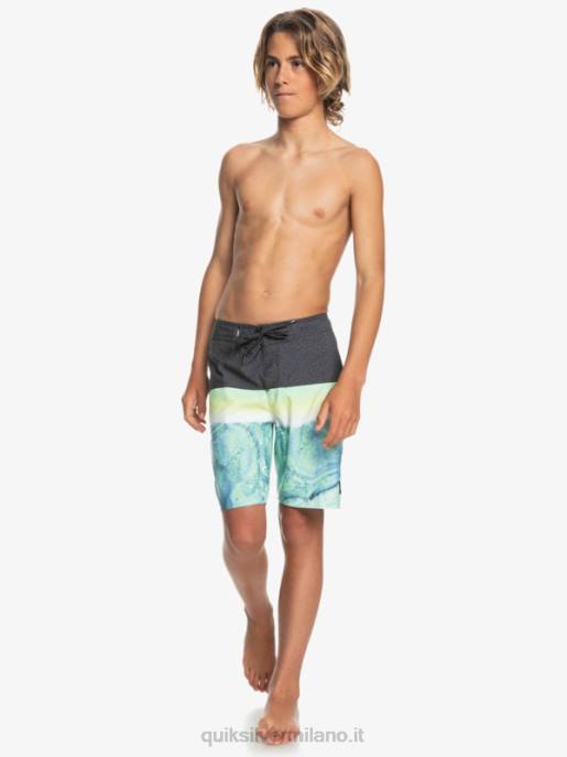 esso Quiksilver ragazzi 8-16 pannelli di tutti i giorni yth 17 boardshort cenere verde HTZR2274