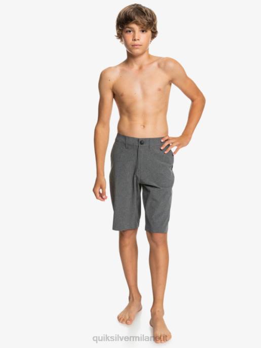 esso Quiksilver ragazzi 8-16 Union Heather anfibio 19 pantaloncini ibridi nero HTZR2313