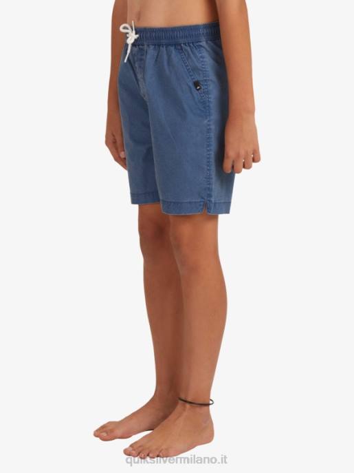 esso Quiksilver ragazzi 8-16 taxer 15 pantaloncini elastici in vita insegne blu HTZR2083