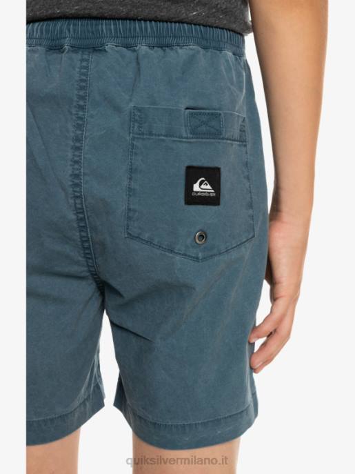 esso Quiksilver ragazzi 8-16 taxer 15 pantaloncini elastici in vita marina di mezzanotte HTZR2081