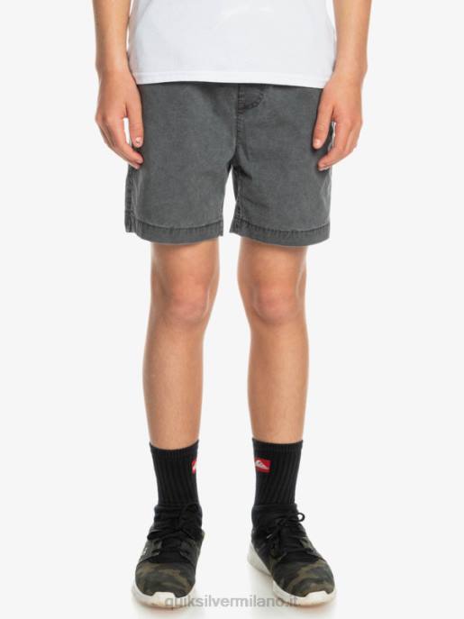 esso Quiksilver ragazzi 8-16 taxer 15 pantaloncini elastici in vita nero HTZR2079