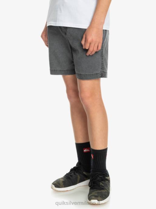 esso Quiksilver ragazzi 8-16 taxer 15 pantaloncini elastici in vita nero HTZR2079
