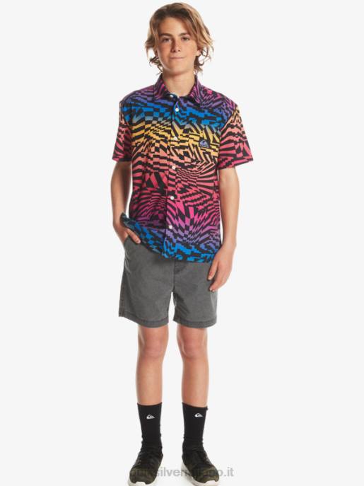 esso Quiksilver ragazzi 8-16 taxer 15 pantaloncini elastici in vita nero HTZR2079