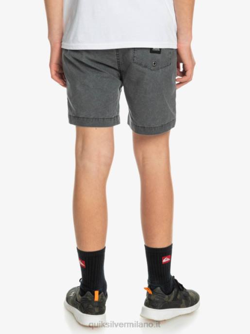 esso Quiksilver ragazzi 8-16 taxer 15 pantaloncini elastici in vita nero HTZR2079