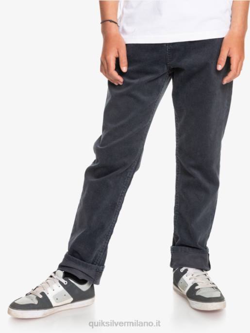 esso Quiksilver ragazzi Pantaloni affusolati in velluto a coste 8-16 kracker nero HTZR2330
