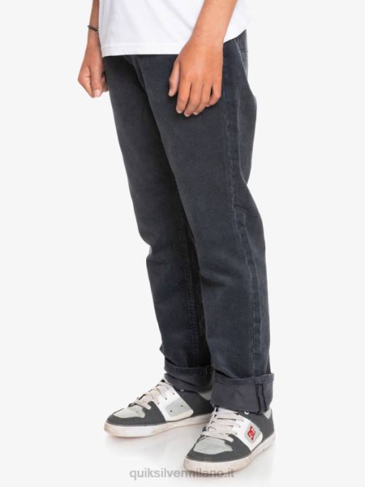 esso Quiksilver ragazzi Pantaloni affusolati in velluto a coste 8-16 kracker nero HTZR2330