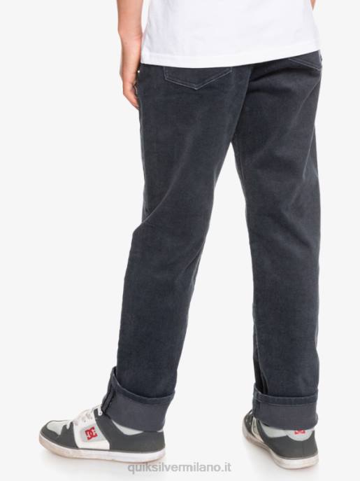 esso Quiksilver ragazzi Pantaloni affusolati in velluto a coste 8-16 kracker nero HTZR2330