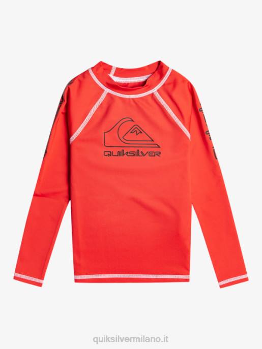 esso Quiksilver ragazzi 2-7 in tour manica lunga upf 50 rashguard rosso ad alto rischio HTZR2220