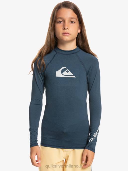 esso Quiksilver ragazzi 8-16 all time ls youth l/sl surf tee giacca blu navy melange HTZR2099