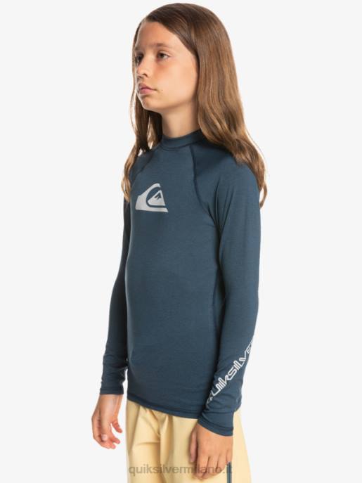 esso Quiksilver ragazzi 8-16 all time ls youth l/sl surf tee giacca blu navy melange HTZR2099