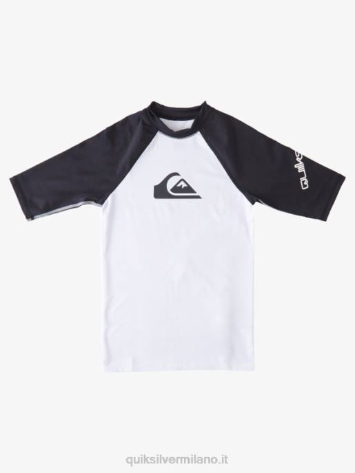 esso Quiksilver ragazzi 8-16 all time manica corta upf 50 rashguard bianco nero HTZR2245