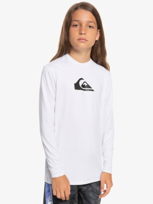 esso Quiksilver ragazzi 8-16 maglietta da surf da bambino l/sl solid stripes ls bianco HTZR2118
