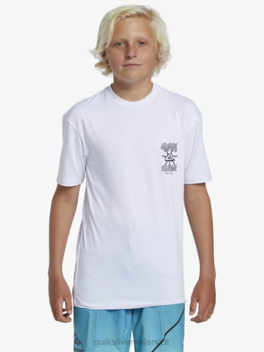 esso Quiksilver ragazzi 8-16 mix session upf 50 maglietta da surf a manica corta bianco HTZR2017