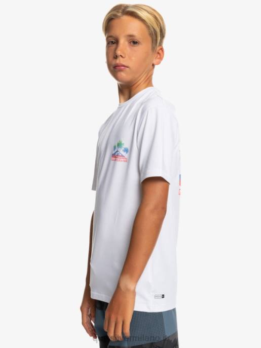 esso Quiksilver ragazzi 8-16 mix session upf 50 maglietta da surf a manica corta bianco HTZR2017