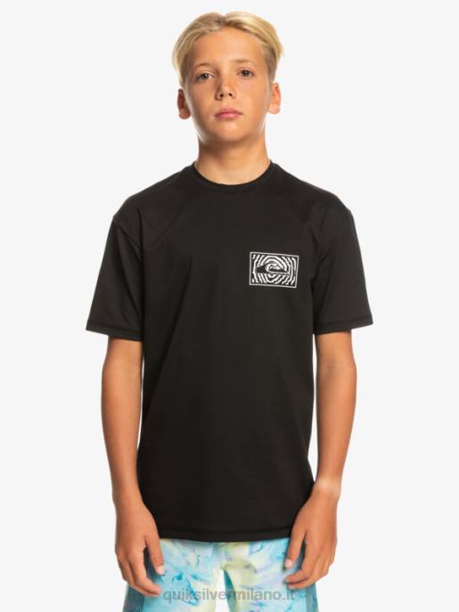 esso Quiksilver ragazzi 8-16 mix session upf 50 maglietta da surf a manica corta nero HTZR2016