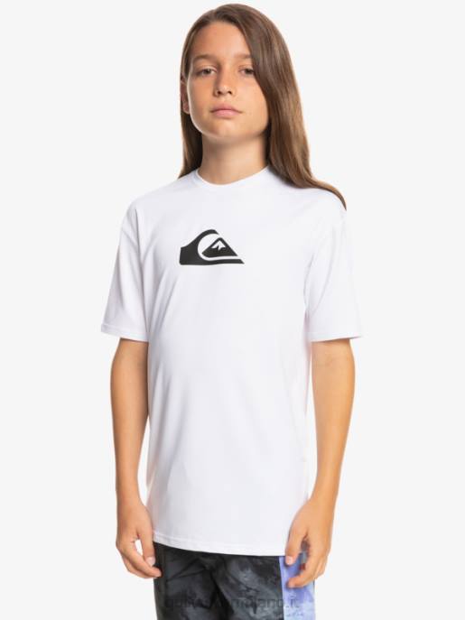 esso Quiksilver ragazzi T-shirt da surf upf 50 manica corta tinta unita 8-16 bianco HTZR2132