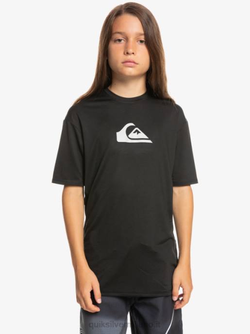 esso Quiksilver ragazzi T-shirt da surf upf 50 manica corta tinta unita 8-16 nero HTZR2134