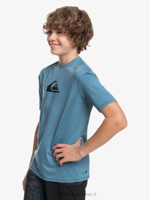 esso Quiksilver ragazzi T-shirt da surf upf 50 manica corta tinta unita 8-16 provenzale HTZR2138
