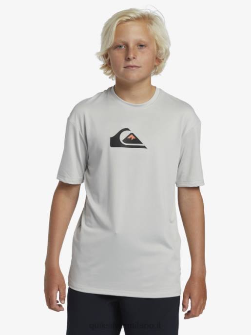 esso Quiksilver ragazzi T-shirt da surf upf 50 manica corta tinta unita 8-16 viola grigio HTZR2135