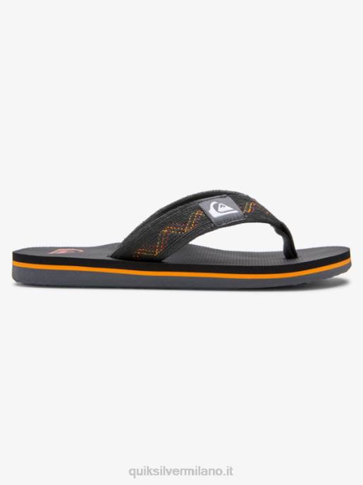 esso Quiksilver ragazzi 8-16 sandali cuciti molokai nero/grigio/giallo HTZR2150