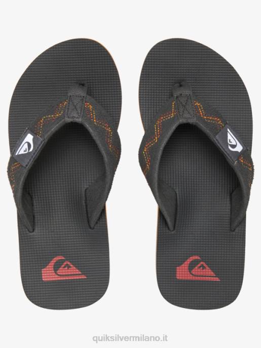 esso Quiksilver ragazzi 8-16 sandali cuciti molokai nero/grigio/giallo HTZR2150