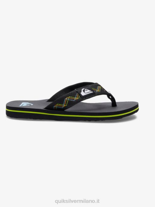 esso Quiksilver ragazzi 8-16 sandali cuciti molokai nero/verde HTZR2148
