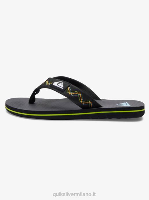 esso Quiksilver ragazzi 8-16 sandali cuciti molokai nero/verde HTZR2148