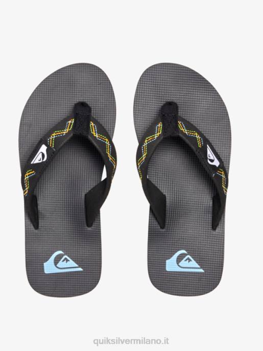 esso Quiksilver ragazzi 8-16 sandali cuciti molokai nero/verde HTZR2148