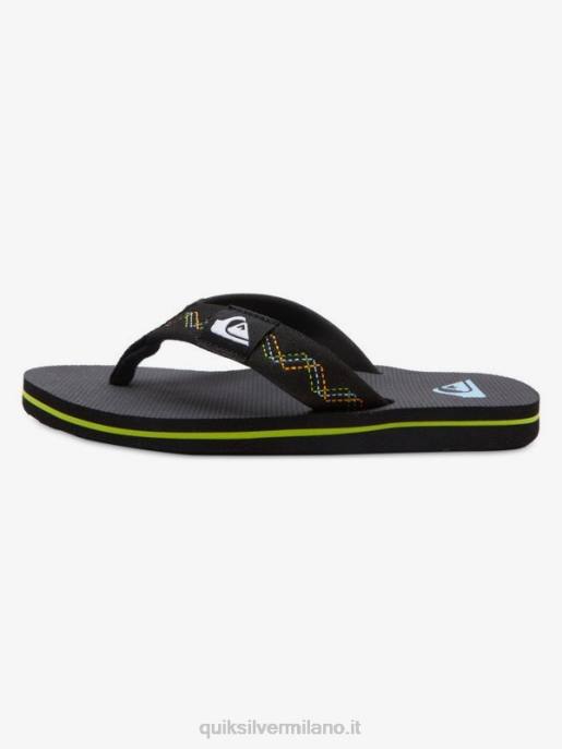 esso Quiksilver ragazzi 8-16 sandali cuciti molokai nero/verde HTZR2148