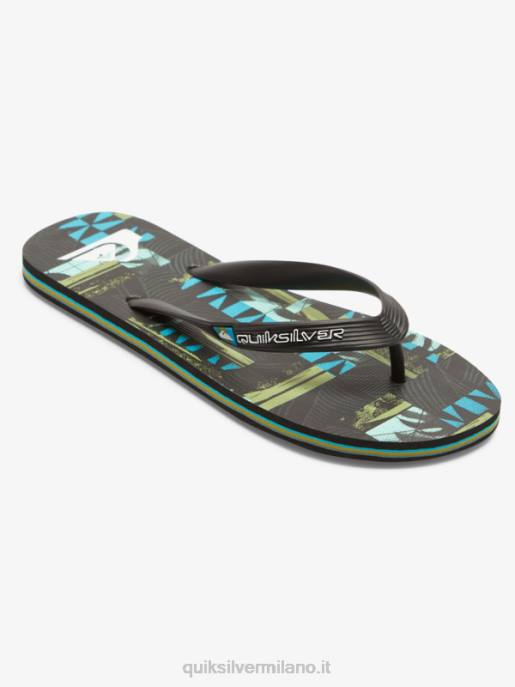 esso Quiksilver uomini infradito gregg kaplan molokai art nero/blu/verde HTZR524