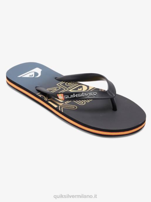esso Quiksilver uomini infradito molokai a blocchi di parole nero/arancione HTZR1136