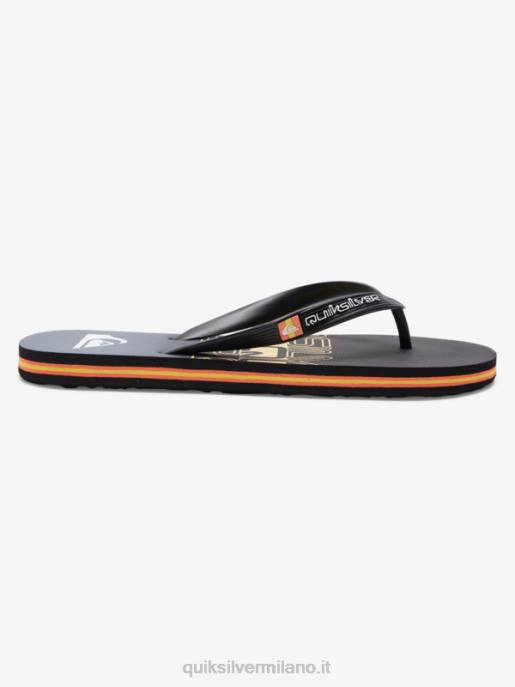 esso Quiksilver uomini infradito molokai a blocchi di parole nero/arancione HTZR1136