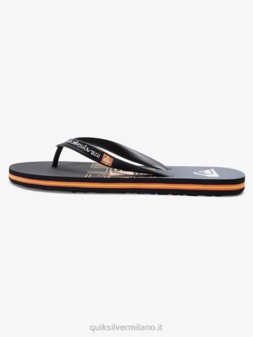 esso Quiksilver uomini infradito molokai a blocchi di parole nero/arancione HTZR1136