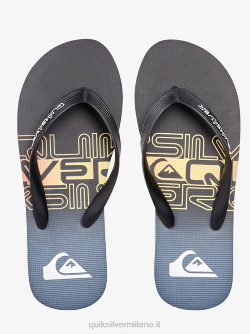 esso Quiksilver uomini infradito molokai a blocchi di parole nero/arancione HTZR1136