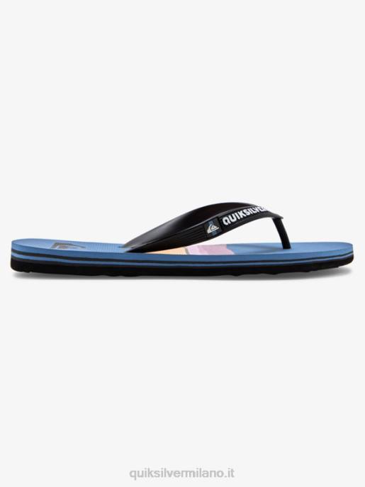 esso Quiksilver uomini infradito molokai in resina tinta nero/blu/grigio HTZR1789