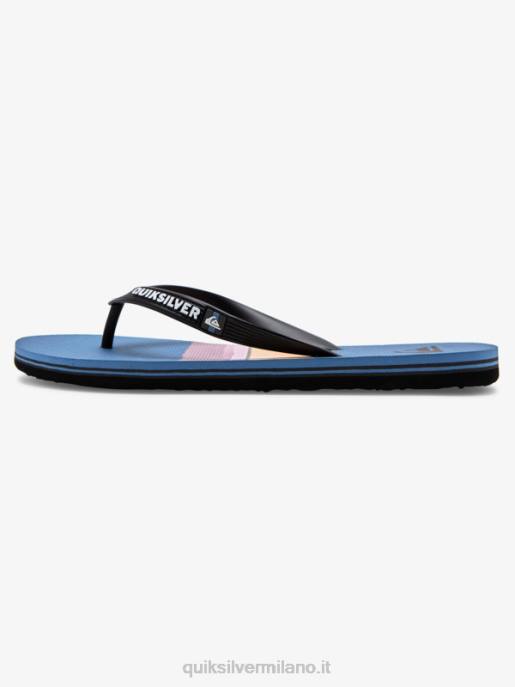 esso Quiksilver uomini infradito molokai in resina tinta nero/blu/grigio HTZR1789