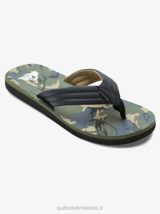 esso Quiksilver uomini sandali con stampa intaglio nero/verde/grigio HTZR614