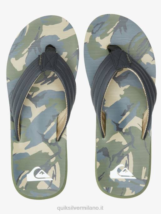 esso Quiksilver uomini sandali con stampa intaglio nero/verde/grigio HTZR614